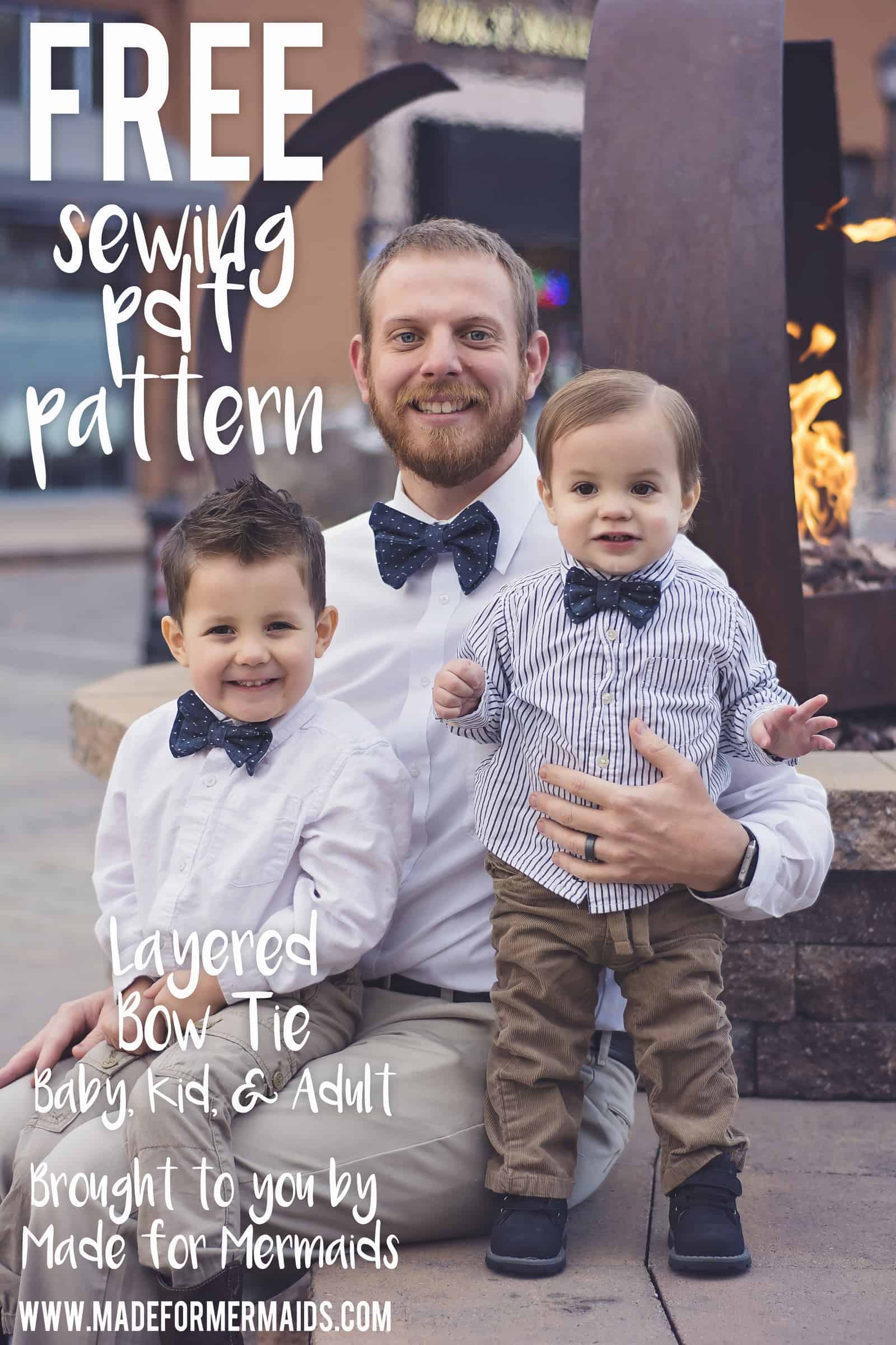 FREE PDF PATTERN- Layered Bow Tie for Baby, Kids & Adults