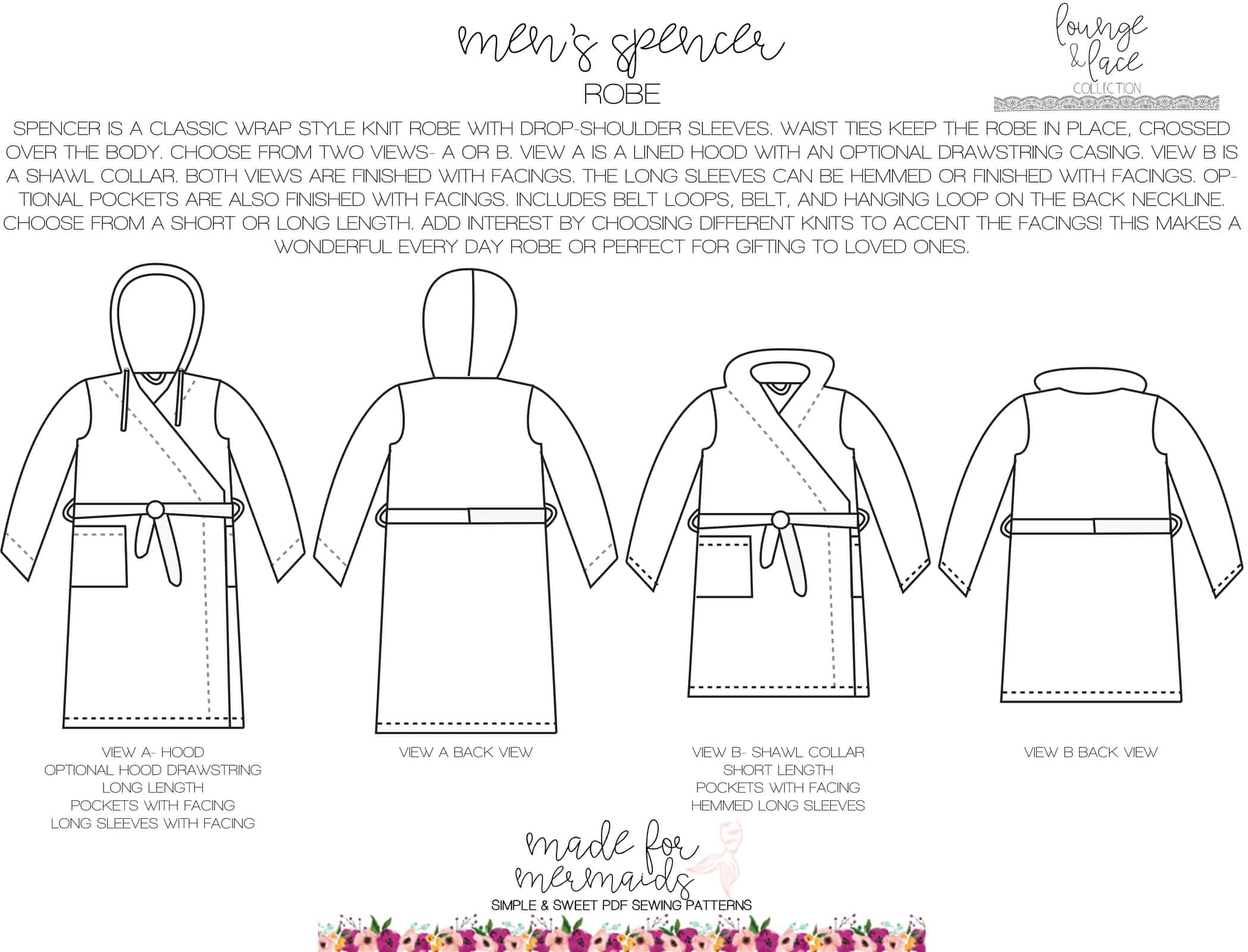 PDF Sewing Pattern: Men's Dressing Gown Robe - Luxurious DIY Gift