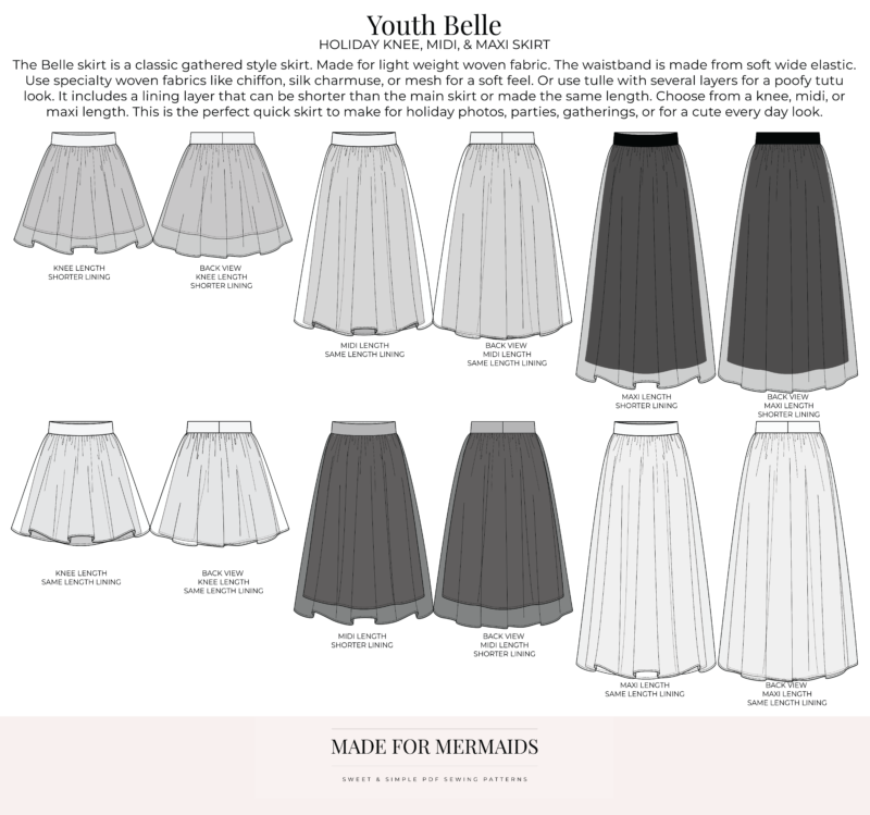 BUNDLE: Adult & Youth Belle Holiday Skirt Patterns